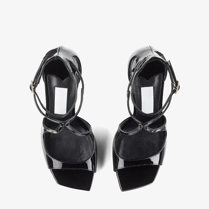 2026Ladies' Summer New Fashionable High-heeled Open Toed Sandals Square Toe Party Sexy 34-43Large Women's Shoes