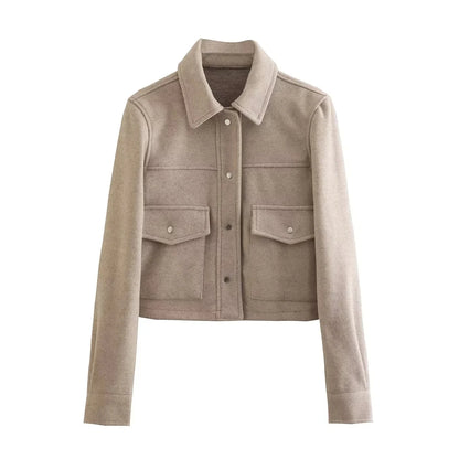 HH Jackets For Womens Autumn Fashion Solid Front Pockets Button Long Sleeve Jacket Elegant Woman Casual Outerwear Coat
