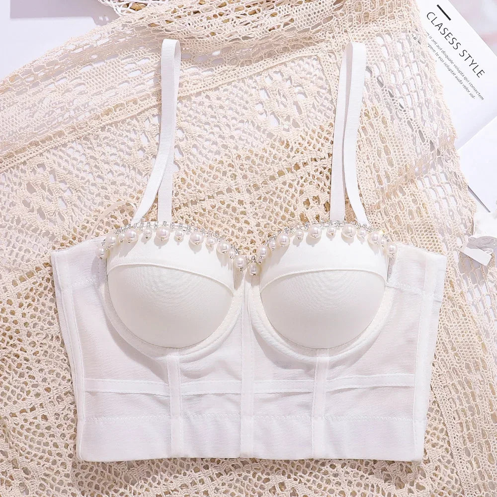 Women Tank Tops Sexy Sequined Diamond Bra Woman Clothes Push Up Bustier Club y2k Crop Top Party Ladies Corset Blusas Ropa Mujer