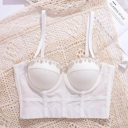 Women Tank Tops Sexy Sequined Diamond Bra Woman Clothes Push Up Bustier Club y2k Crop Top Party Ladies Corset Blusas Ropa Mujer