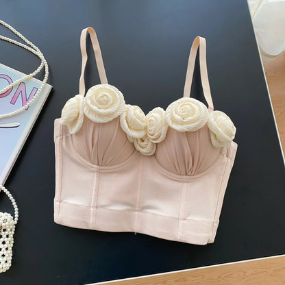 Women Camis Crop Top Tube Top Stereoscopic Floral Pattern Pure and Spicy Appeal Ideal as Base Layer or Outerwear Option