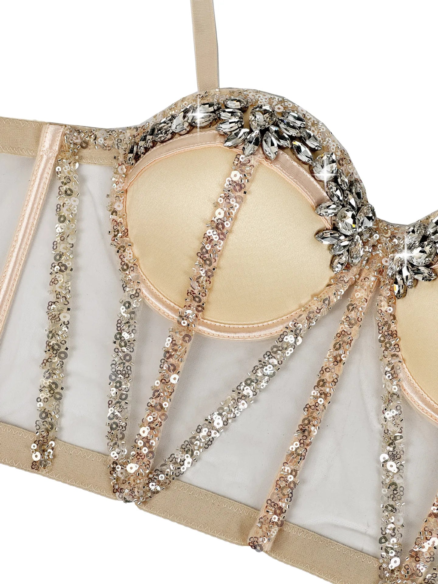 Rhinestones Female Corset Top Women Camis Nightclub Pearls Short Chest Binder Sexy Camisole Mujer Lingerie Tube Bra Debardeur