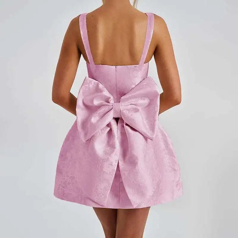 Avrilyaan Bow Spaghetti Strap Backless Sexy A-line Dress Women Strapless Party Dress Elegant Bodycon Mini Summer Dress Vestidos
