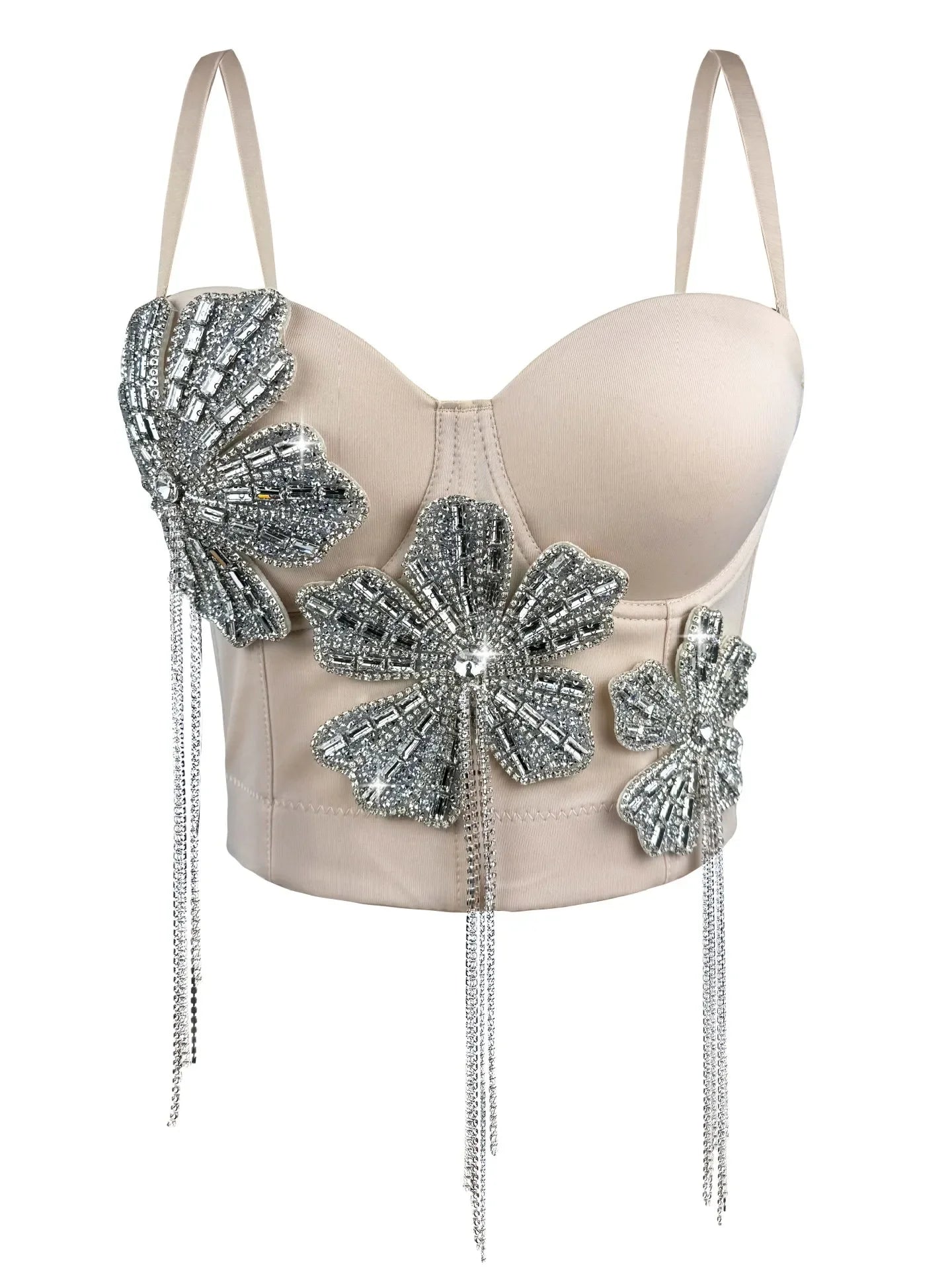 Fashion Women Diamonds Embroidery Flowers Tassel Bustier Corset Crop Tops To Wear suspender vest