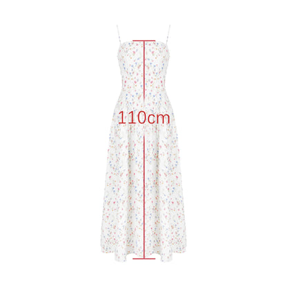 Oligai Floral Print Midi Sundress Elegant Spaghetti Strap Flowy Dress Aussie Summer Women Boho Chic Beach Dress