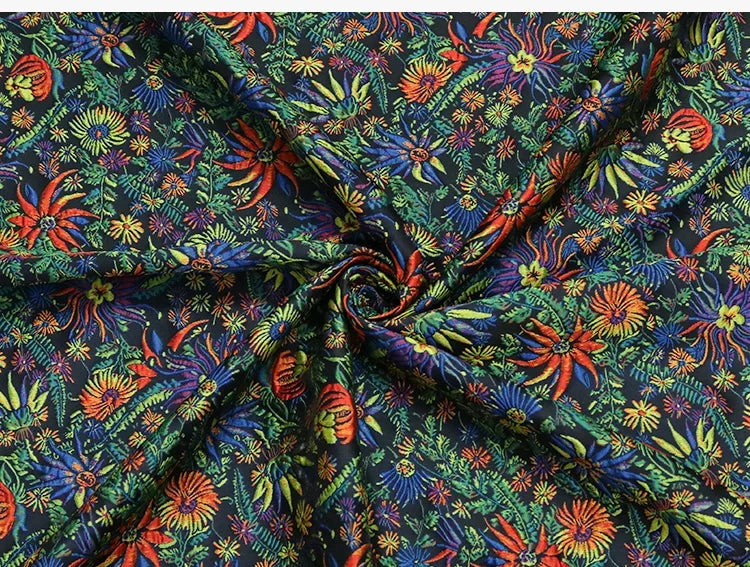 Yarn-dyed Jacquard Fabric Autumn Winter Flower Dress Suit Jacket Clothing European Brand Fashion Design Diy Sewing Cloth
