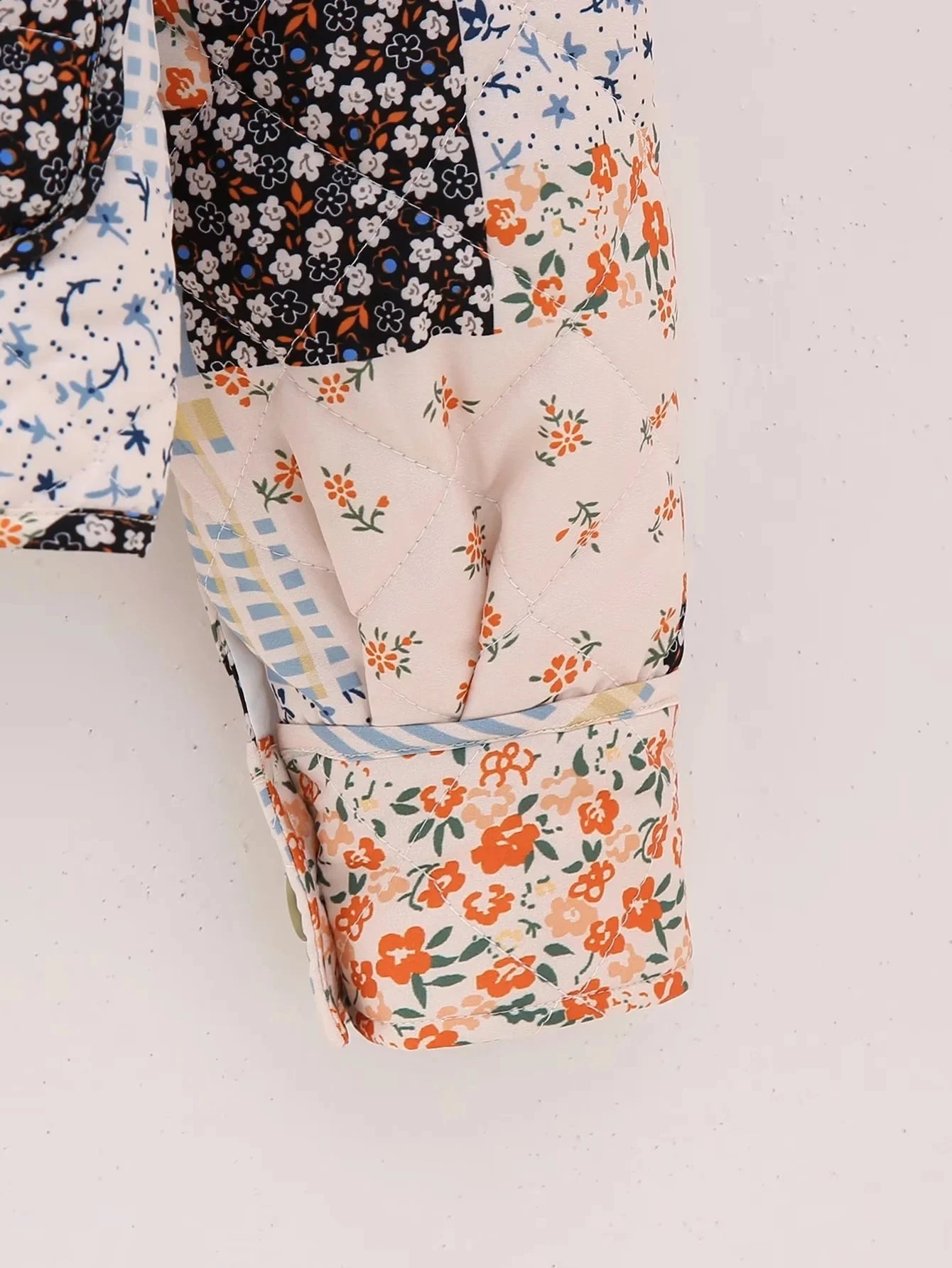 HH Floral Print Jacket For Women Autumn Quilted Reversible Cotton Coat Cardigan Long Sleeve Jackets Elegant Woman Streetwear