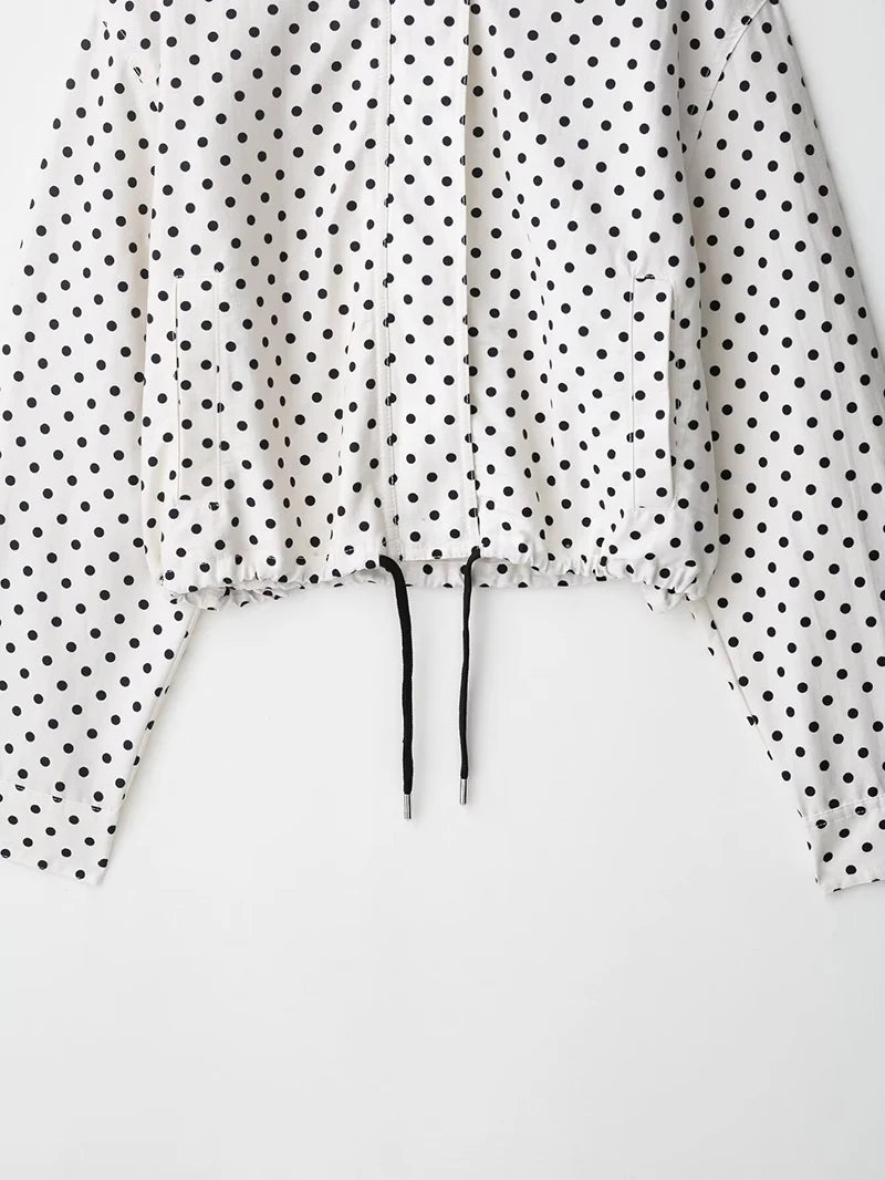 Women's Jackets Fashion Polka Dot Bomber Jacket Spring Women Long Sleeve Loose Jackets Coats Streetwear Female Outerwear Tops