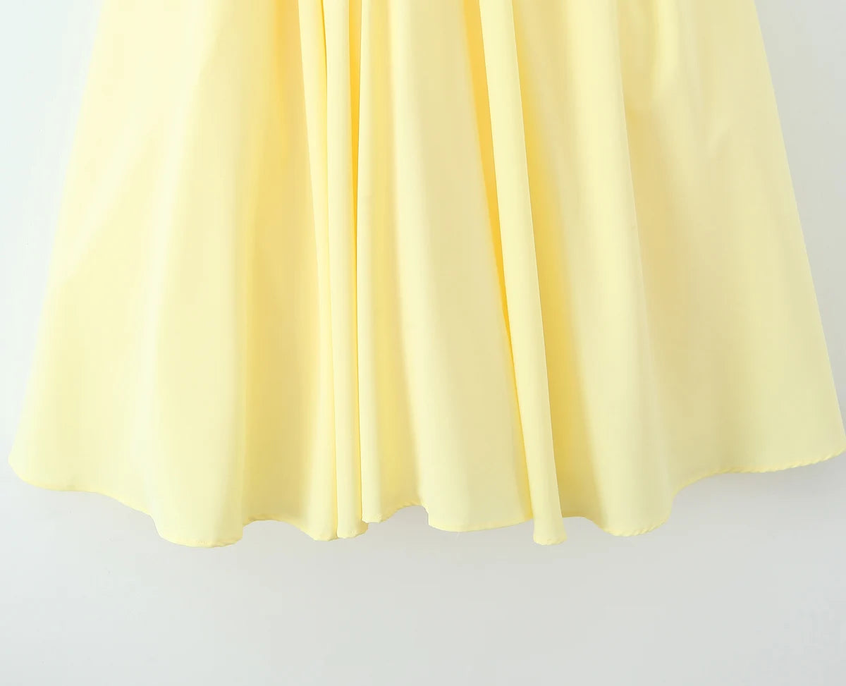 3 colors Sexy Wire Chest Boning Slim Waist Long Strapless Dress Women Cross Lacing up Back Ruched Hem Swing Party Vestido Yellow