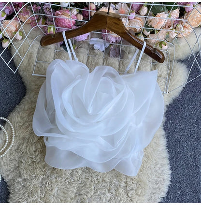 Spaghetti Strap Tank Top for Women New Arrival Slash Neck Tulle Bare Midriff Skinny Camis Summer Versatile Gallus Dropshipping