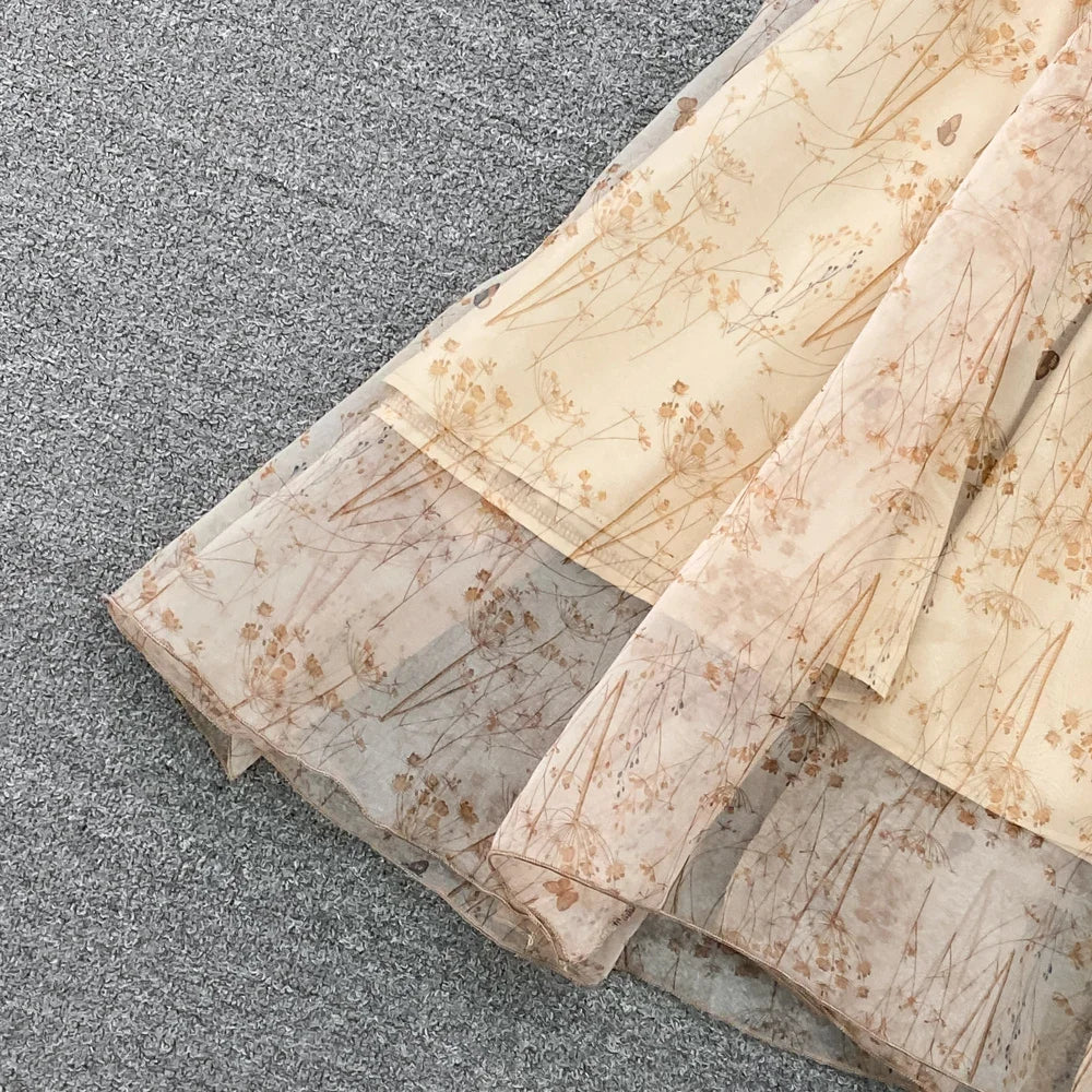Women Elegant Bow Sexy Chiffon Print A-line Dress Summer One Shoulder High Waist Slim Vintage Seaside Party Vacation Robe