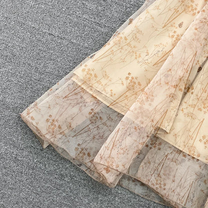 Women Elegant Bow Sexy Chiffon Print A-line Dress Summer One Shoulder High Waist Slim Vintage Seaside Party Vacation Robe