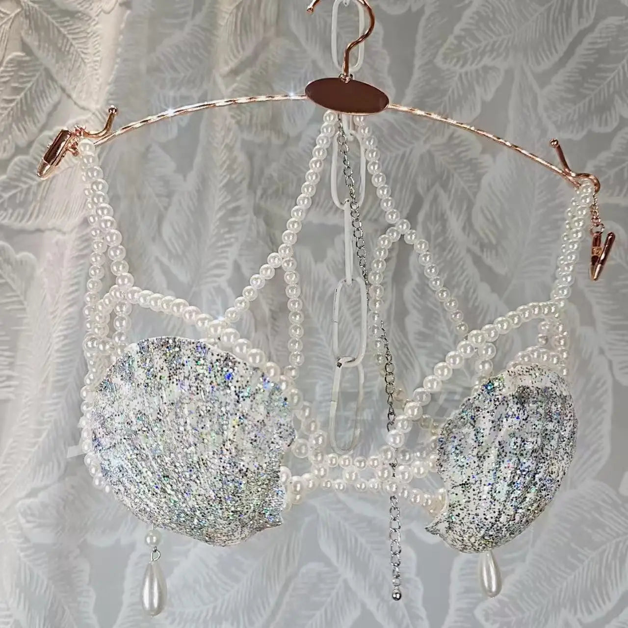 New Handmade Mermaid Bra Size Adjustable Glitter Natural Shell Bra Ocean Theme Party Pearls Sexy Corset