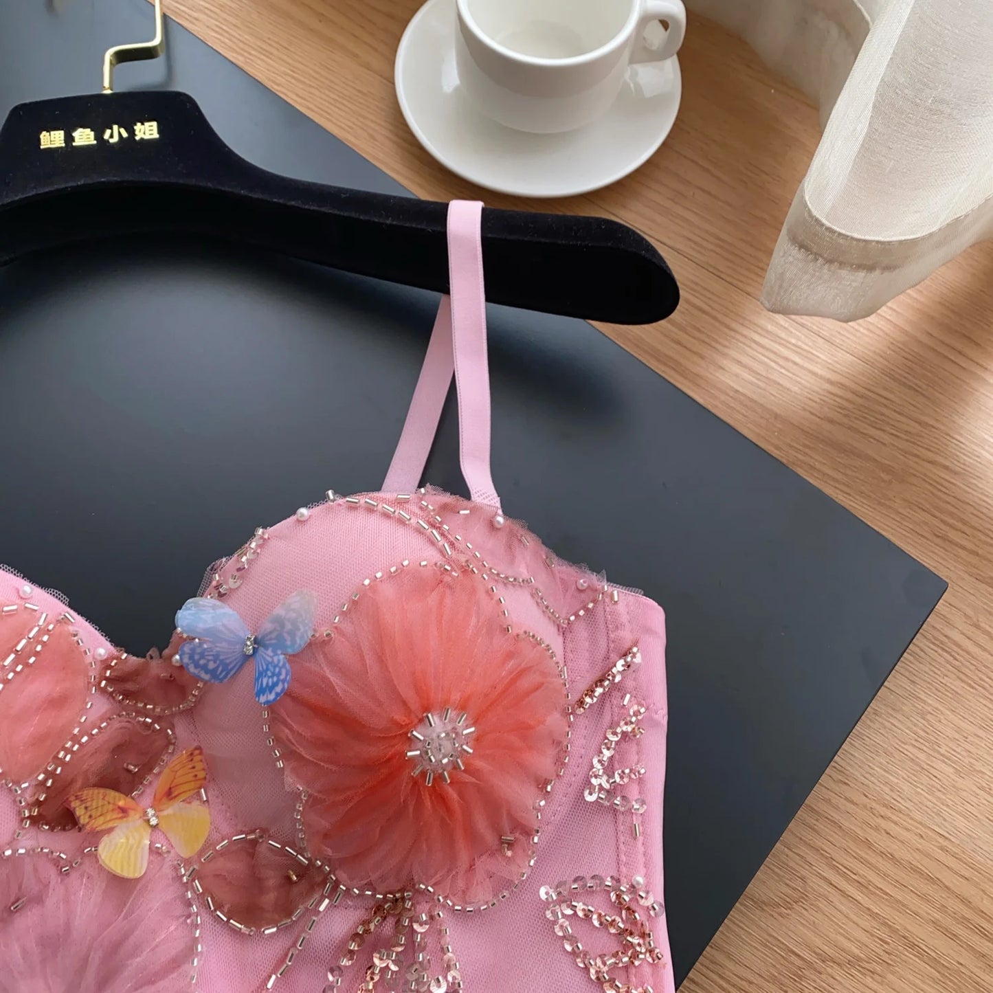 SINGREINY Embroidery Flower Camis Women Strapless Sleeveless Luxury Camisole Slim Hot Summer Sequined Butterfly Sexy Mini Tops