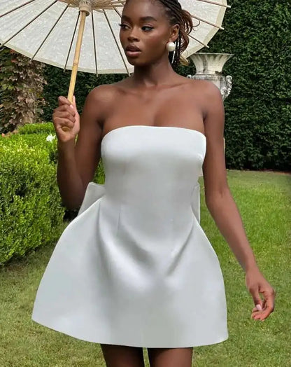 Townlike Bow Backless Nightclub Sexy Party Dress Women Mini 2025 Spring Summer Dress Strapless Slim Bodycon Dresses