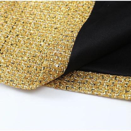 Women Elegant Gold Sparkle Capelet Top Shiny Tweed Shoulder Wrap Turtleneck Short Cloak New Lady Evening Club Party Tops 2026