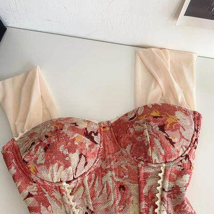 SINGREINY American Retro Print Evening Camisole Female Strap Lace Spliced Slim Top 2025 Streetwear Floral Vintage Beach Tank Top