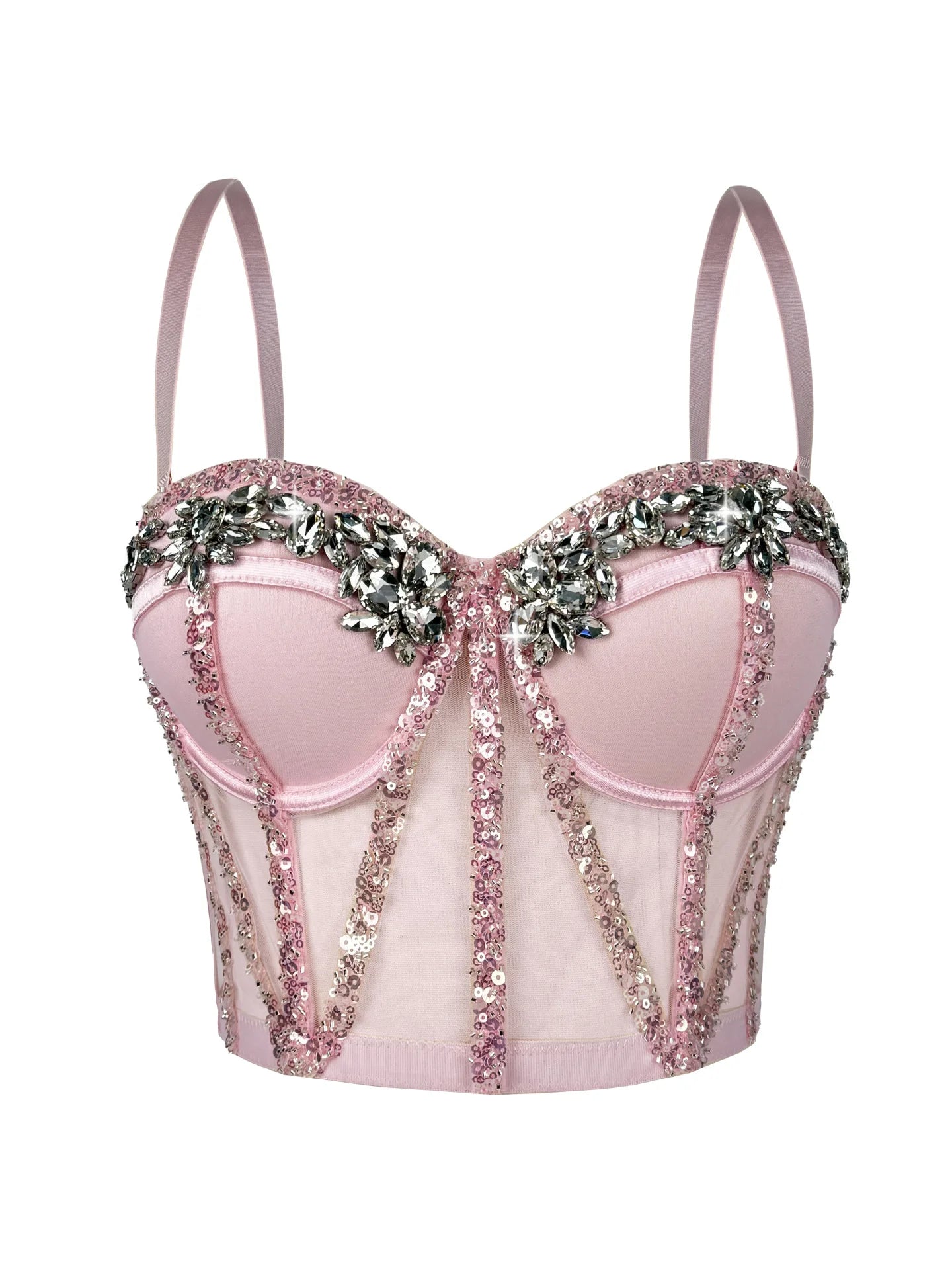 Rhinestones Female Corset Top Women Camis Nightclub Pearls Short Chest Binder Sexy Camisole Mujer Lingerie Tube Bra Debardeur