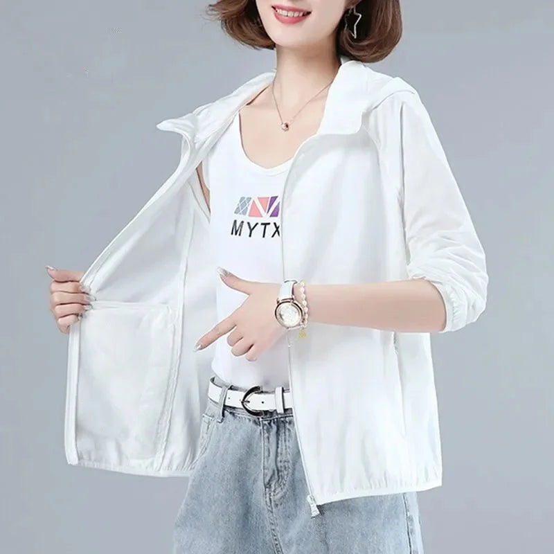 Female 2024 Summer New Camouflage Thin Sun Protection Clothing Women Short Anti-Ultraviolet Korean Sun Protection Clothing A1137