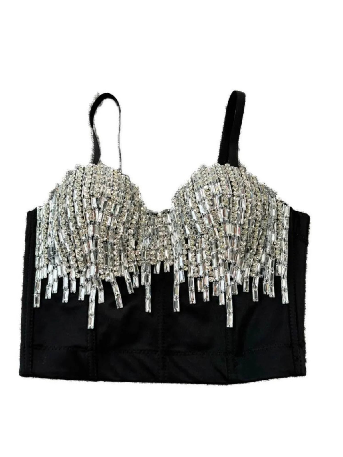 Sexy Club Dancing Csole Diamond Embellied ort Vest Inner Wear Outerwear Trendy Fibone Bra Top Women's Vest