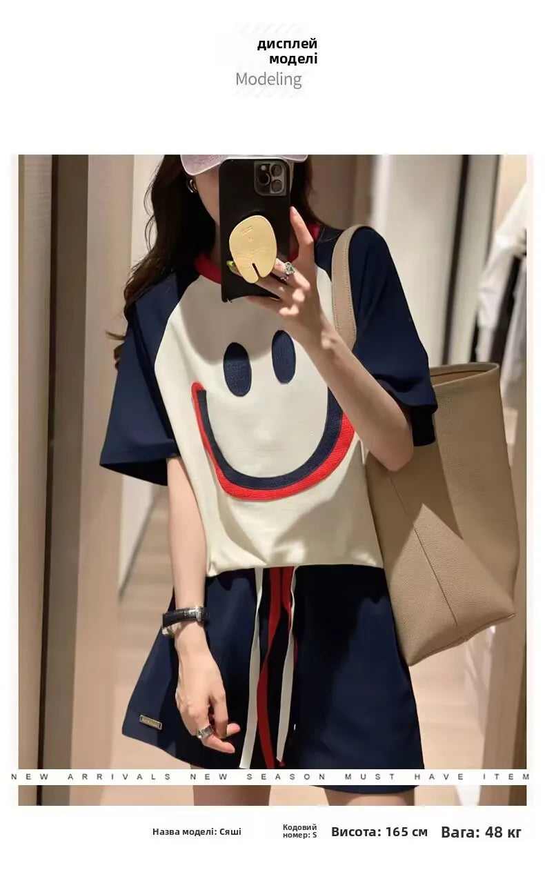 Summer 2023 plus Size Women's Fashionable Soft Style Meat Covering Two-Piece Set Street Style Cute Casual Sportswear Ensemble