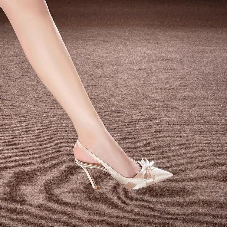 French stiletto heels Baotou sandals women's shoes 2026 summer temperament bow pointed shoes  zapatos de mujer