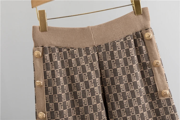 Knited 3 Piece Sets Elegant Women Long Sleeve Sweater Coat Single Breasted Knit Vest Trousers 2026 New