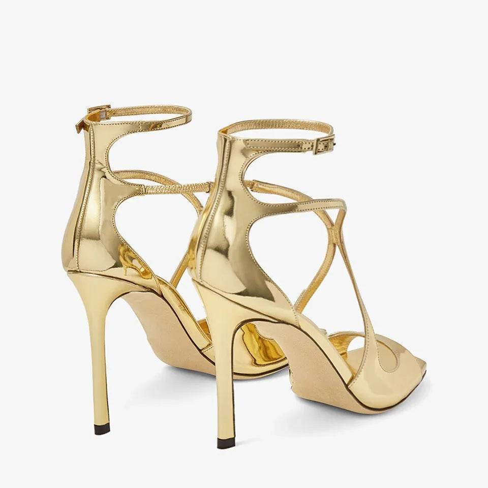 2026Ladies' Summer New Fashionable High-heeled Open Toed Sandals Square Toe Party Sexy 34-43Large Women's Shoes