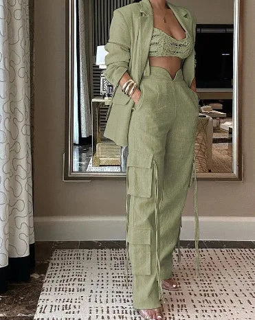 Women's Set, Casual and Fashionable Street Spicy Girl Top and Pants Set, Summer New Style