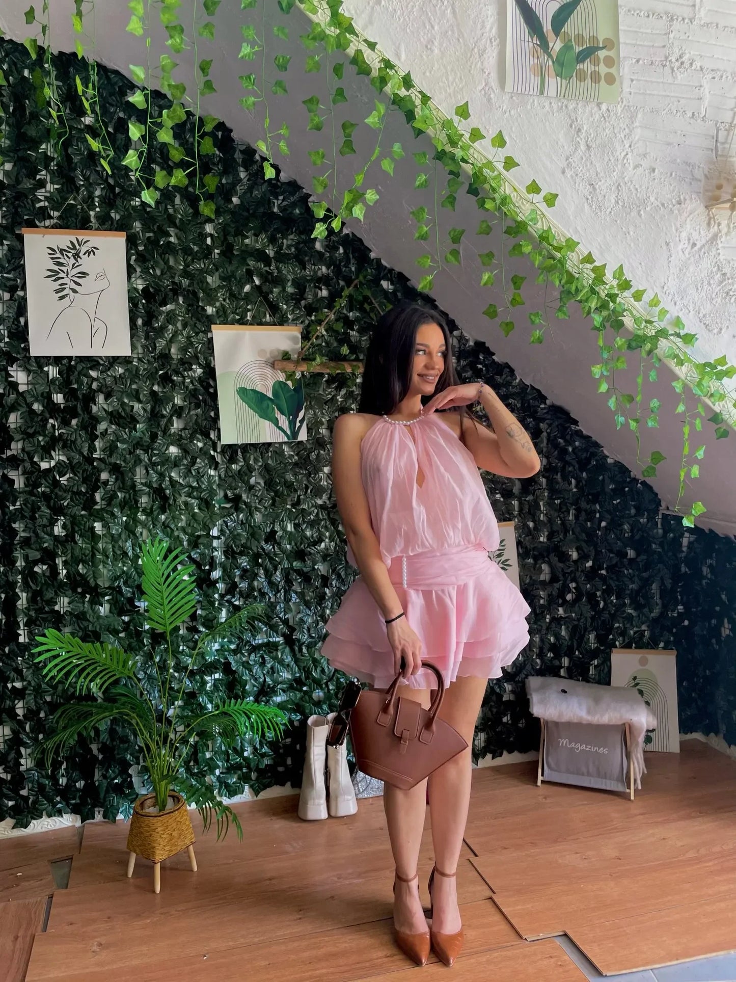 SINGREINY Strap Chiffon Mini Dress Female Pearl Halter Sleeveless Backless Sexy Design Fairycore Vacation Summer Ruffles Dress