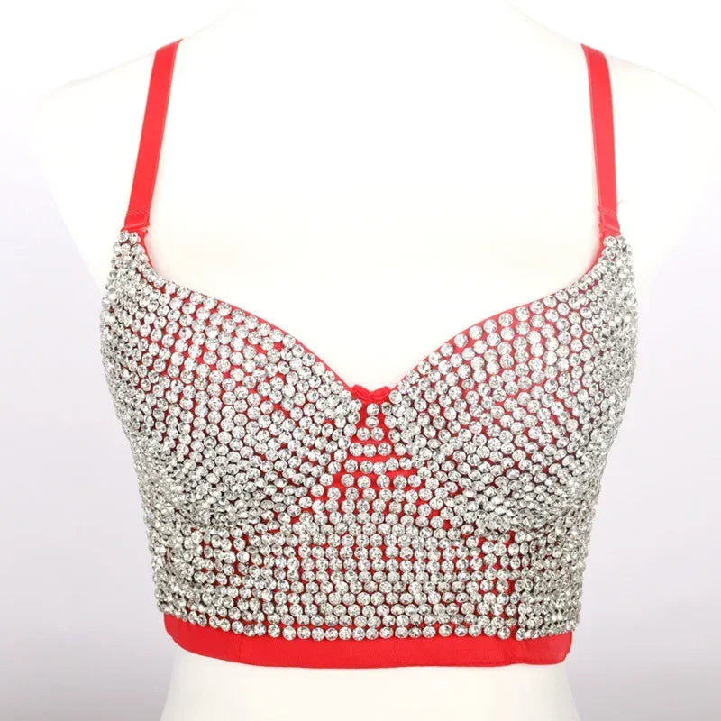Women Tank Tops Sexy Sequined Diamond Bra Woman Clothes Push Up Bustier Club y2k Crop Top Party Ladies Corset Blusas Ropa Mujer