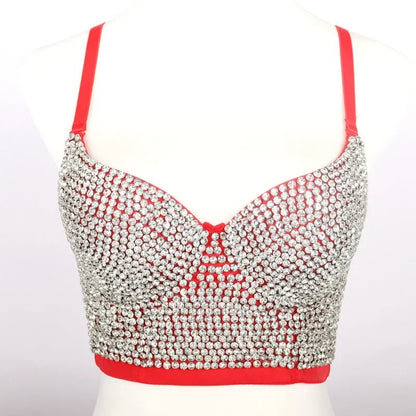 Women Tank Tops Sexy Sequined Diamond Bra Woman Clothes Push Up Bustier Club y2k Crop Top Party Ladies Corset Blusas Ropa Mujer