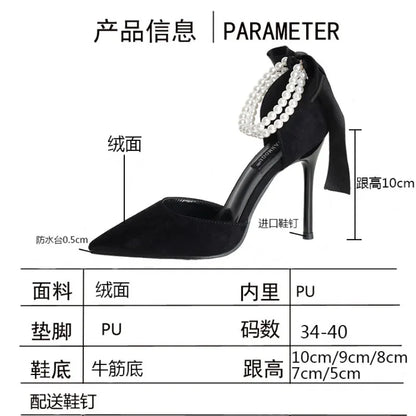 Comemore 2025 Summer  Bow Black High Heel Sandals Lace-up Solid Ladies Shoes Fashion Thin Heels Buckle Women's Sandals banquet