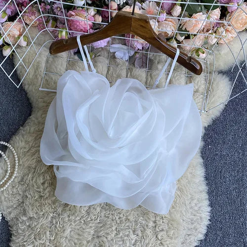 Spaghetti Strap Tank Top for Women New Arrival Slash Neck Tulle Bare Midriff Skinny Camis Summer Versatile Gallus Dropshipping