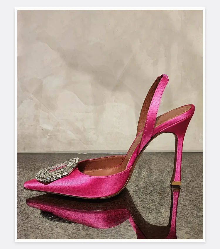 Water Diamond Buckle Toe Sandals 2026 New Pointed Thin Heel Hollow Banquet High Heels Platform Sandals Women Shoes