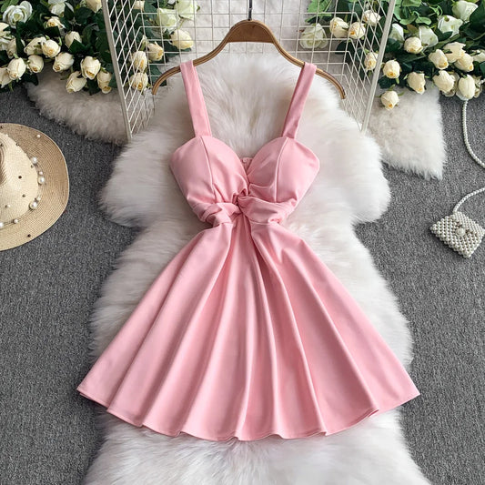 Chic V-neck  Ruched slim off shoulder  A-line High Waist Evening Party dress Women High Street ceremony dresses