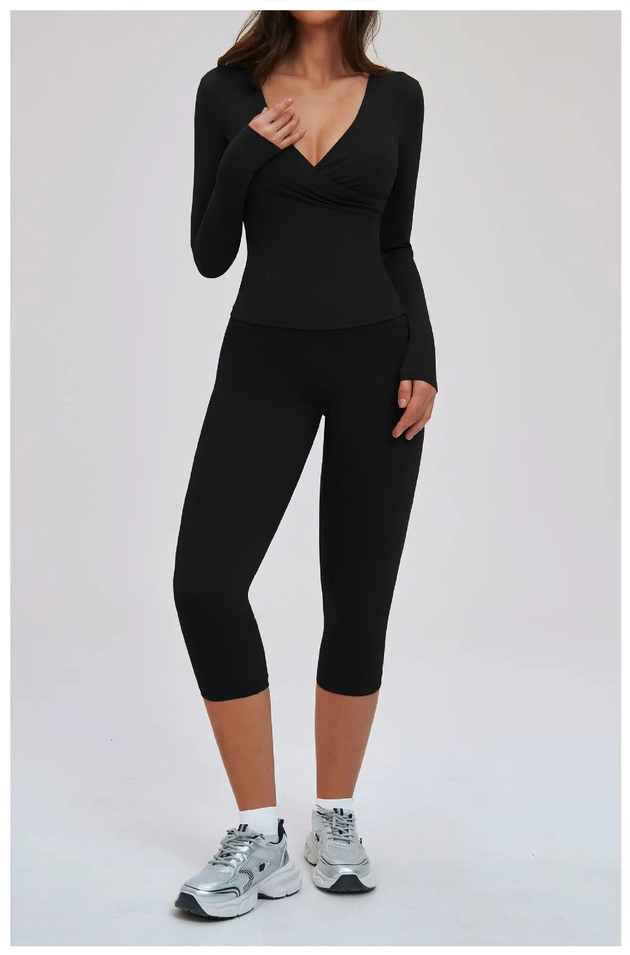 2PCS Gym Tracksuits Yoga Set Female Fitness Suit Deep V Yoga Bra Athletic Wear Women High Waist Workout Flared pants Sports Suit