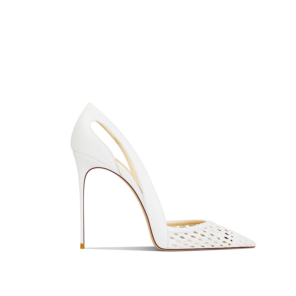 Summer New Women's Black Leather Woven Fashionable and Sexy Pointed Thin Heel High-heeled Shoes