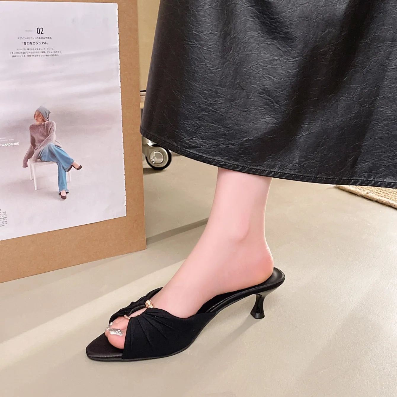 Women Summer Lightweight Slippers Elegant Open Toe Thin Heels Party Stripper Mules Female Slides Shoes Luxury High Heel Sandals
