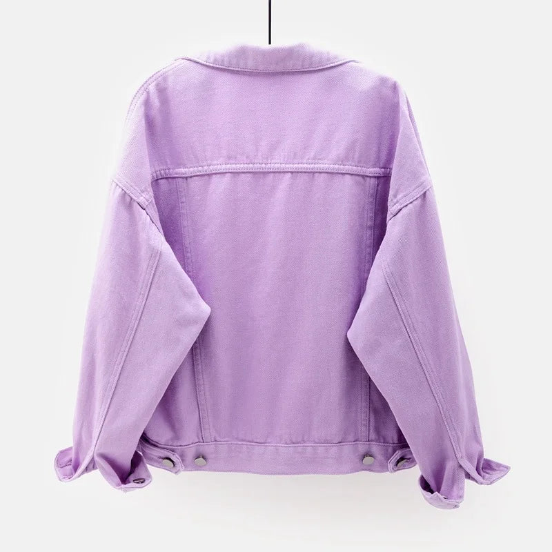 Classic Denim Jacket Women Jeans 2023 Jean Boyfriend Jackets for Women Oversize Loose Coat Veste Femme Purple White Yellow Mujer