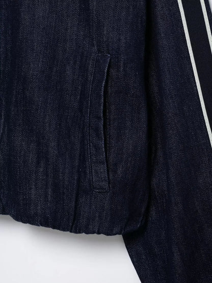KONDALA Women High Street Denim Set Spring Fall Trendy Side Stripe Stand Collar Zipper Jacket Lace-up Pant 2026 Casual Pants Set