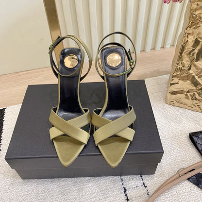 Luxury Women Pointed Toe High Heel Slippers Fashion Leopard Designer Print Mules Slide Ladies Evening Party Dress Sandalias
