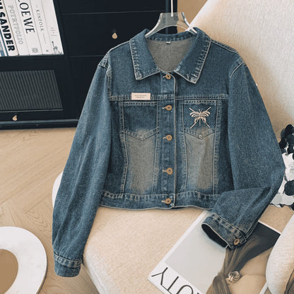Blue Denim Top Women Autumn Classic Style Short Coat New Korean Fashion  Chic Pockets O-Neck Female Ropa De Mujer Loose Jackets