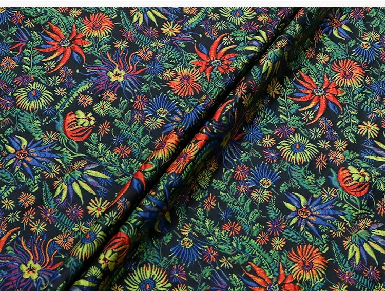 Yarn-dyed Jacquard Fabric Autumn Winter Flower Dress Suit Jacket Clothing European Brand Fashion Design Diy Sewing Cloth