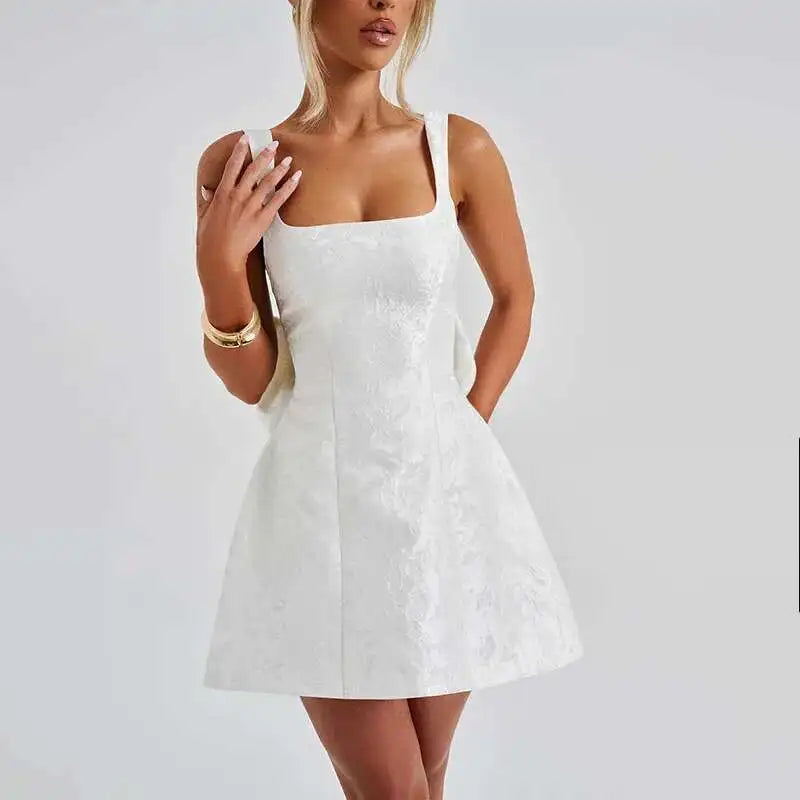 Avrilyaan Bow Spaghetti Strap Backless Sexy A-line Dress Women Strapless Party Dress Elegant Bodycon Mini Summer Dress Vestidos