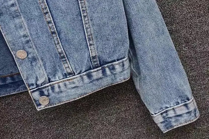 Denim Coat Women Denim Coat Turn Down Collar Single Breasted Full Sleeve Jackets Loose Casual Regular Short Jacket 2024