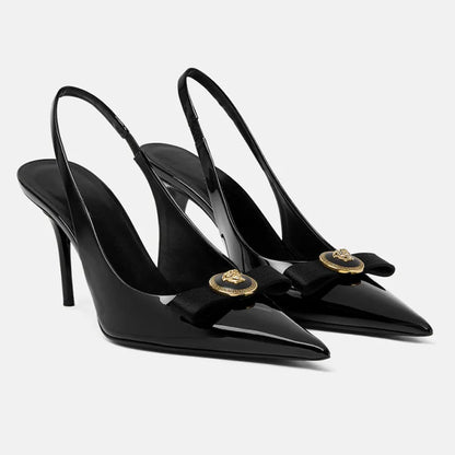 High Heels Women's Thin Heels Pointed French Temperament Bow Light Mouth Single Shoes Women
