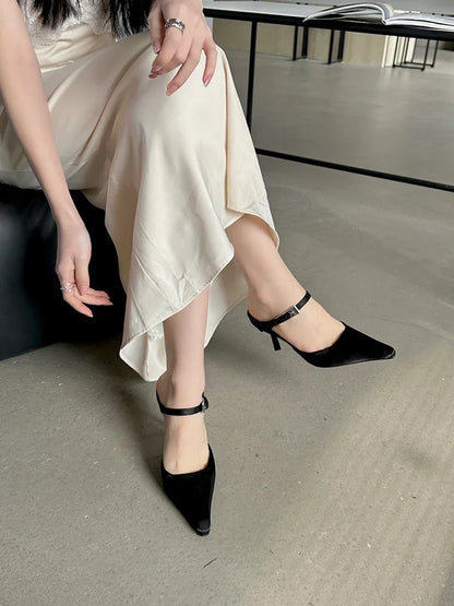 Eilyken New Design High Heels Woman Pumps  Buckle Strap Mules Slippers Sexy Pointed Toe Wedding Banquet Female Shoes