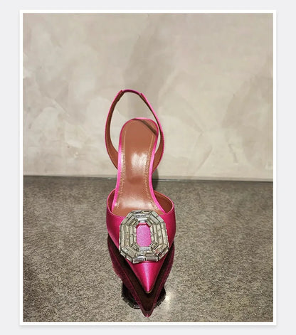 Water Diamond Buckle Toe Sandals 2026 New Pointed Thin Heel Hollow Banquet High Heels Platform Sandals Women Shoes
