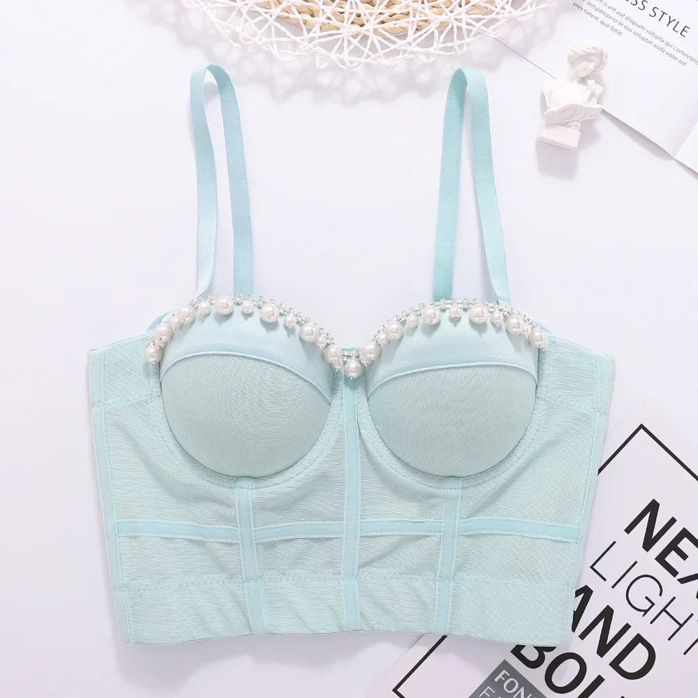 Women Tank Tops Sexy Sequined Diamond Bra Woman Clothes Push Up Bustier Club y2k Crop Top Party Ladies Corset Blusas Ropa Mujer